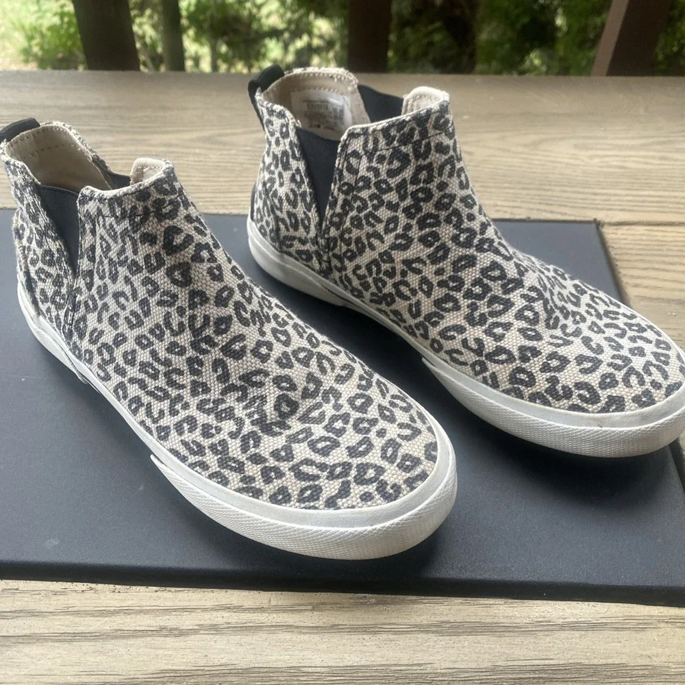 Sperry Top-Sider Crest Vibe High Top Leopard Print Sneakers Grey Black Women 6.5